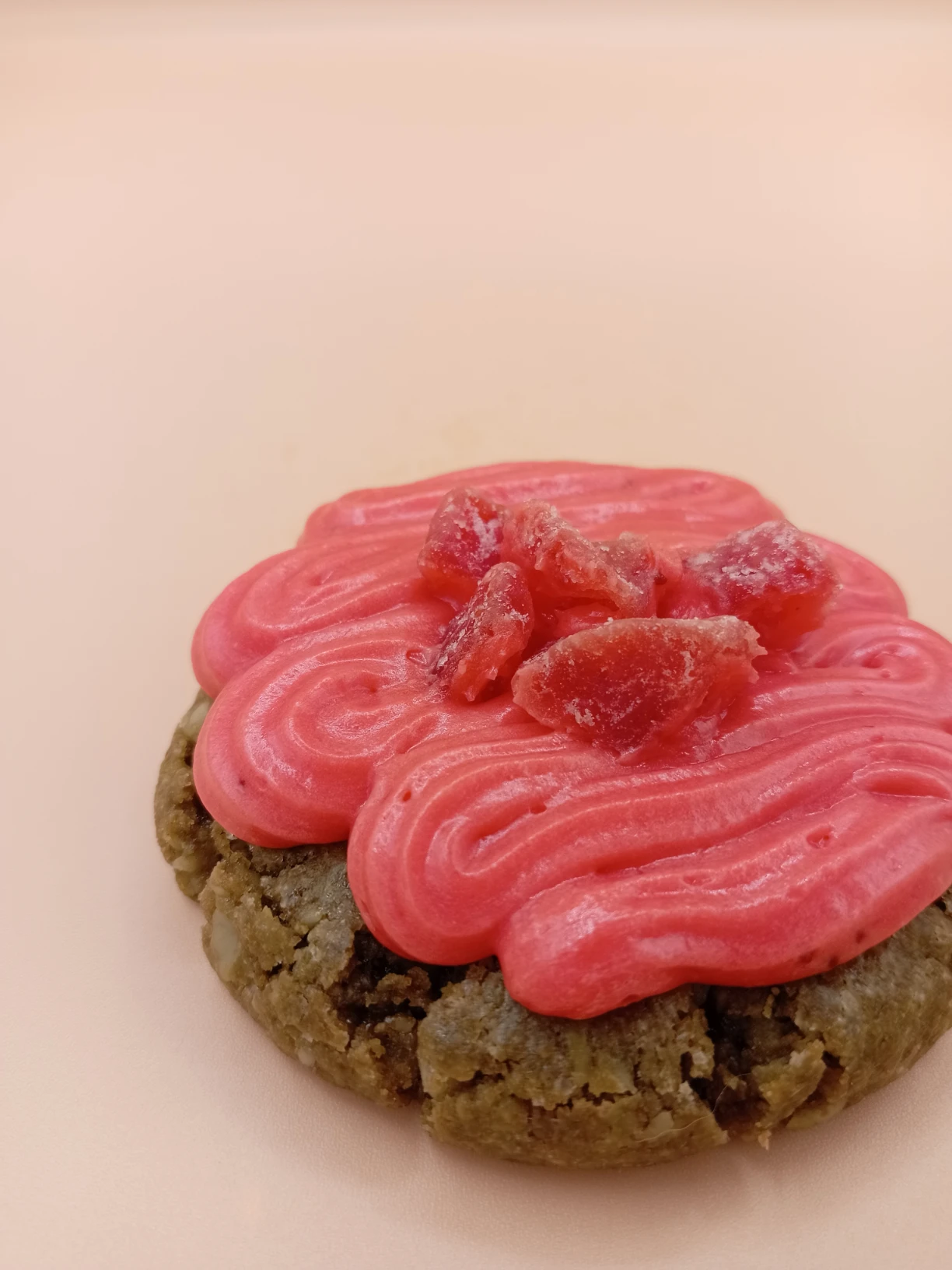 Matcha Cookie with Strawberry Frosting Topping, Matcha Muse Cookie