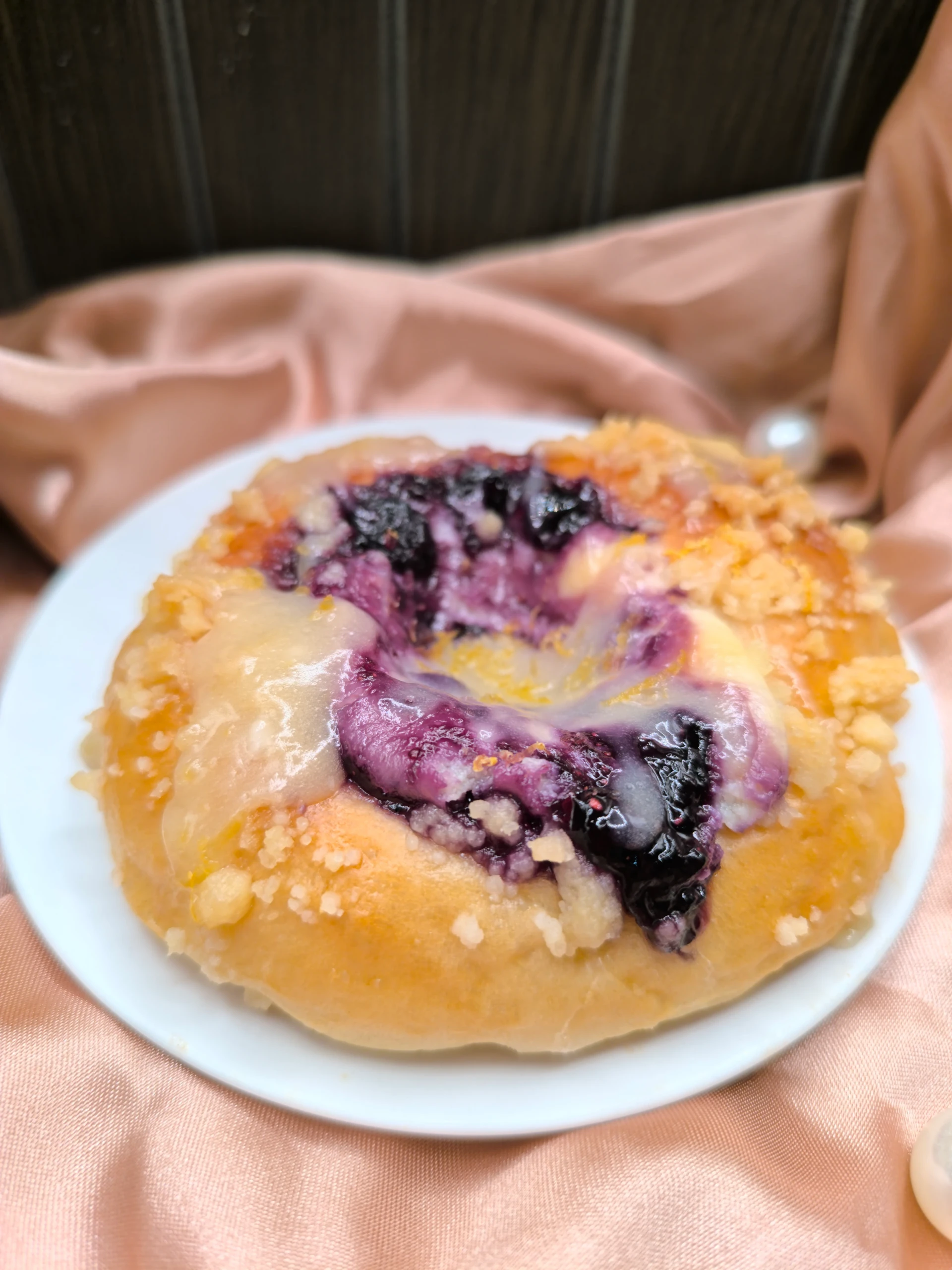 Blueberry Muse Sinful Bun, soft milk bread swirled with homemade blueberry filling.
