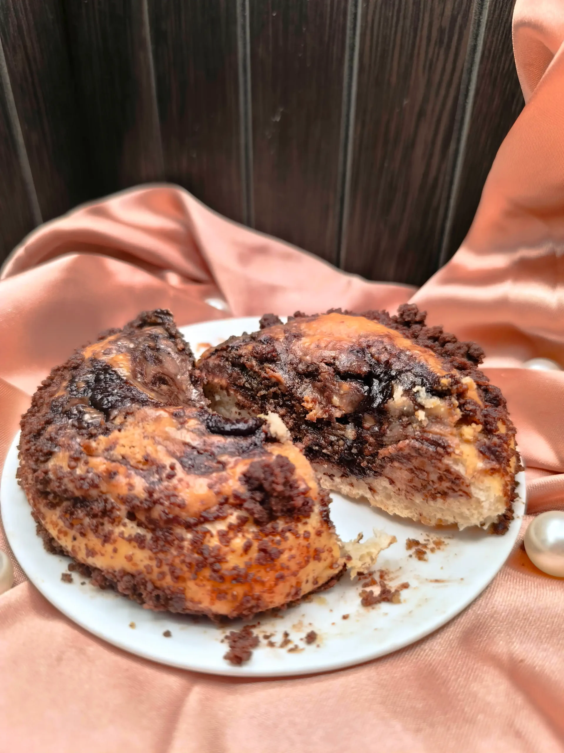 Coffee Loco Sinful Bun, soft milk bread filled with a rich coffee swirl and crumb topping.